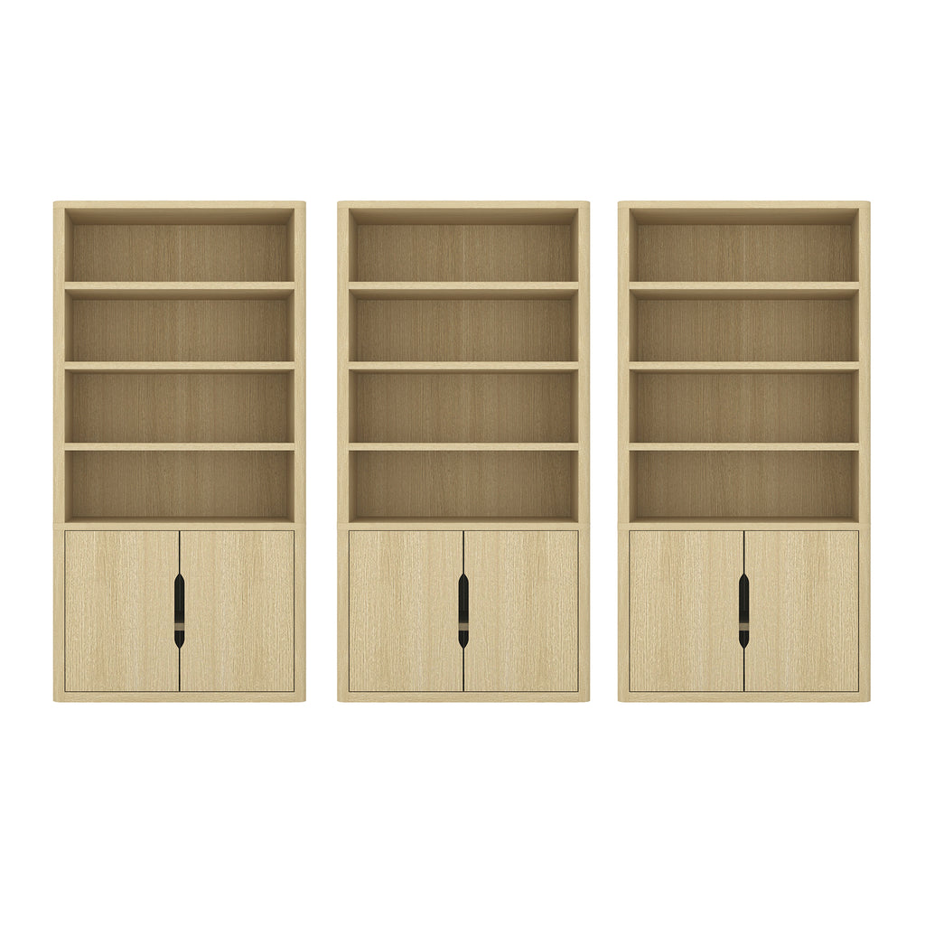 Manhattan Comfort Rivington Modern 40" Bookcase Cabinet in Natural Oak - Set of 3