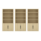Manhattan Comfort Rivington Modern 40" Bookcase Cabinet in Natural Oak - Set of 3