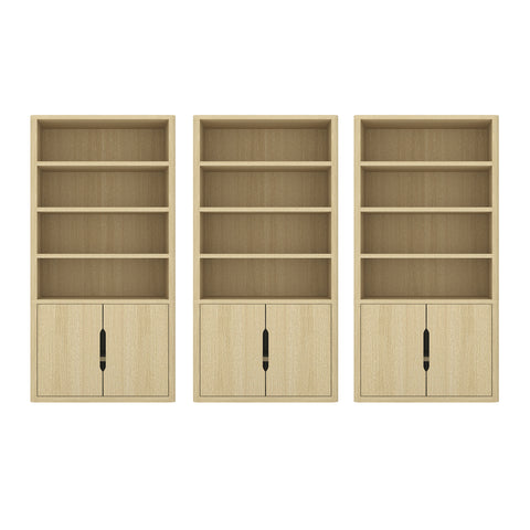 Manhattan Comfort Rivington Modern 40" Bookcase Cabinet in Natural Oak - Set of 3