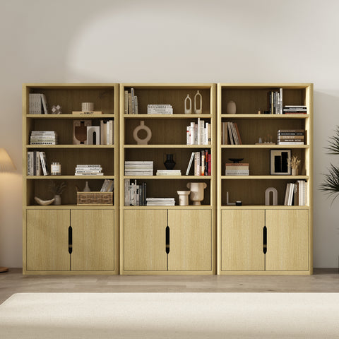 Manhattan Comfort Rivington Modern 40" Bookcase Cabinet in Natural Oak - Set of 3