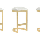 Manhattan Comfort Aura Modern Metal Upholstered Barstool in White - Set of 3
