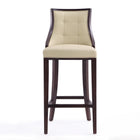 Manhattan Comfort Fifth Avenue Traditional Wood Upholstered Barstool in Cream - Set of 3