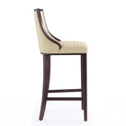 Manhattan Comfort Fifth Avenue Traditional Wood Upholstered Barstool in Cream - Set of 3