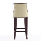 Manhattan Comfort Fifth Avenue Traditional Wood Upholstered Barstool in Cream - Set of 3