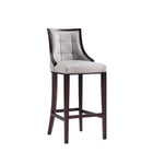 Manhattan Comfort Fifth Avenue Traditional Wood Upholstered Barstool in Light Gray - Set of 3