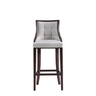 Manhattan Comfort Fifth Avenue Traditional Wood Upholstered Barstool in Light Gray - Set of 3