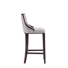 Manhattan Comfort Fifth Avenue Traditional Wood Upholstered Barstool in Light Gray - Set of 3