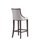 Manhattan Comfort Fifth Avenue Traditional Wood Upholstered Barstool in Light Gray - Set of 3