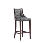 Manhattan Comfort Fifth Avenue Traditional Wood Upholstered Barstool in Graphite - Set of 3