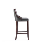 Manhattan Comfort Fifth Avenue Traditional Wood Upholstered Barstool in Graphite - Set of 3