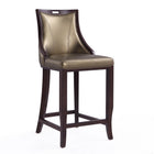Manhattan Comfort Emperor Traditional Wood Upholstered Barstool in Bronze - Set of 3