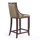 Manhattan Comfort Emperor Traditional Wood Upholstered Barstool in Bronze - Set of 3