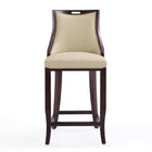 Manhattan Comfort Emperor Traditional Wood Upholstered Barstool in Cream - Set of 3