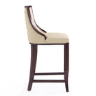 Manhattan Comfort Emperor Traditional Wood Upholstered Barstool in Cream - Set of 3