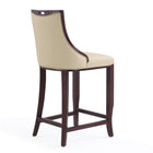 Manhattan Comfort Emperor Traditional Wood Upholstered Barstool in Cream - Set of 3