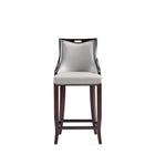 Manhattan Comfort Emperor Traditional Wood Upholstered Barstool in Light Gray - Set of 3