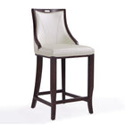 Manhattan Comfort Emperor Traditional Wood Upholstered Barstool in Pearl White - Set of 3