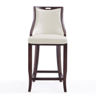 Manhattan Comfort Emperor Traditional Wood Upholstered Barstool in Pearl White - Set of 3