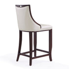 Manhattan Comfort Emperor Traditional Wood Upholstered Barstool in Pearl White - Set of 3