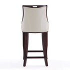 Manhattan Comfort Emperor Traditional Wood Upholstered Barstool in Pearl White - Set of 3