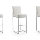 Manhattan Comfort Element Modern Metal Upholstered Barstool in Pearl White - Set of 3