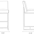 Manhattan Comfort Element Modern Metal Upholstered Barstool in Pearl White - Set of 3