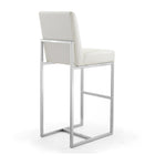 Manhattan Comfort Element Modern Metal Upholstered Barstool in Pearl White - Set of 3