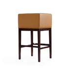 Manhattan Comfort Kingsley Mid-Century Modern Wood Upholstered Barstool in Camel - Set of 3