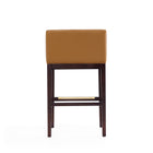 Manhattan Comfort Kingsley Mid-Century Modern Wood Upholstered Barstool in Camel - Set of 3