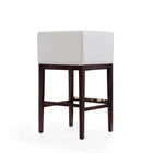Manhattan Comfort Kingsley Mid-Century Modern Wood Upholstered Barstool in Ivory - Set of 3