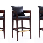 Manhattan Comfort Ritz Mid-Century Modern Wood Upholstered Barstool in Black - Set of 3