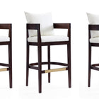 Manhattan Comfort Ritz Mid-Century Modern Wood Upholstered Barstool in Ivory - Set of 3
