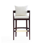 Manhattan Comfort Ritz Mid-Century Modern Wood Upholstered Barstool in Ivory - Set of 3