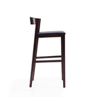Manhattan Comfort Klismos Mid-Century Modern Wood Upholstered Barstool in Black - Set of 3