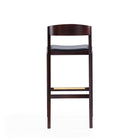 Manhattan Comfort Klismos Mid-Century Modern Wood Upholstered Barstool in Black - Set of 3