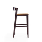 Manhattan Comfort Klismos Mid-Century Modern Wood Upholstered Barstool in Camel - Set of 3