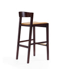 Manhattan Comfort Klismos Mid-Century Modern Wood Upholstered Barstool in Camel - Set of 3