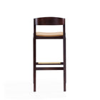 Manhattan Comfort Klismos Mid-Century Modern Wood Upholstered Barstool in Camel - Set of 3