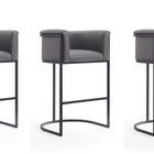 Manhattan Comfort Cosmopolitan Mid-Century Modern Metal Upholstered Barstool in Gray - Set of 3