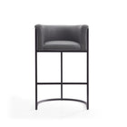 Manhattan Comfort Cosmopolitan Mid-Century Modern Metal Upholstered Barstool in Gray - Set of 3
