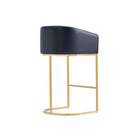 Manhattan Comfort Louvre Mid-Century Modern Metal Upholstered Barstool in Black - Set of 3