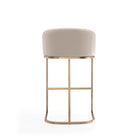 Manhattan Comfort Louvre Mid-Century Modern Metal Upholstered Barstool in Cream - Set of 3
