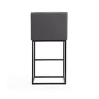 Manhattan Comfort Ambassador Mid-Century Modern Metal Upholstered Barstool in Gray - Set of 3