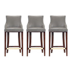 Manhattan Comfort Shubert Modern Wood Upholstered Barstool in Dark Taupe - Set of 3