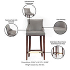 Manhattan Comfort Shubert Modern Wood Upholstered Barstool in Dark Taupe - Set of 3
