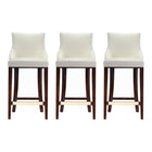 Manhattan Comfort Shubert Modern Wood Upholstered Barstool in Ivory - Set of 3