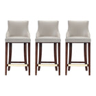 Manhattan Comfort Shubert Modern Wood Upholstered Barstool in Light Gray - Set of 3