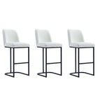 Manhattan Comfort Serena Modern Metal Upholstered Barstool in White - Set of 3