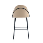 Manhattan Comfort Gracie Modern Metal Upholstered Barstool in Tan and Black - Set of 3