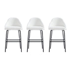 Manhattan Comfort Gracie Modern Metal Upholstered Barstool in White and Black - Set of 3